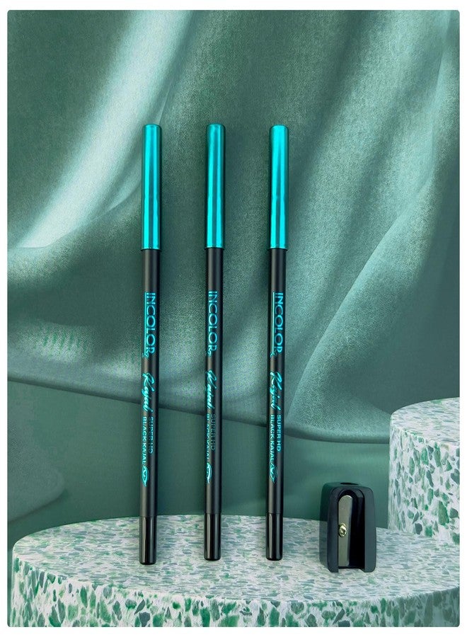 INCOLOR Super HD Black Kajal, Long-Lasting Waterproof Eye Pencil, Intense Black Finish, Smudge-Proof, 1.8g - Image 5