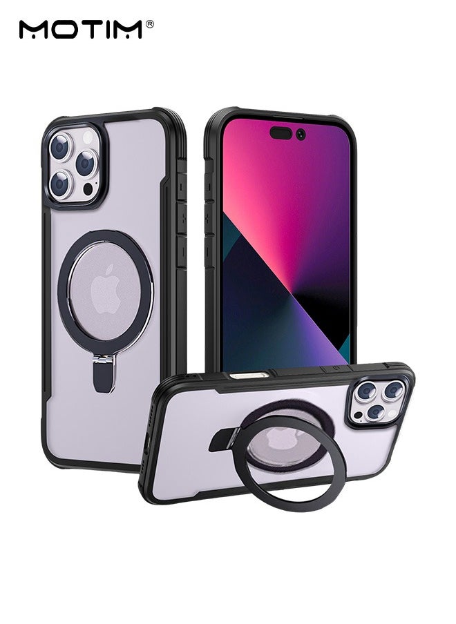 Motim - iPhone 15 Pro Magsafe Case, N52 Magnetic Back Cover with Kickstand Clear Matte Back Magnetic Drop Protection Phone Case, Shockproof Anti-Scratch - Image 1