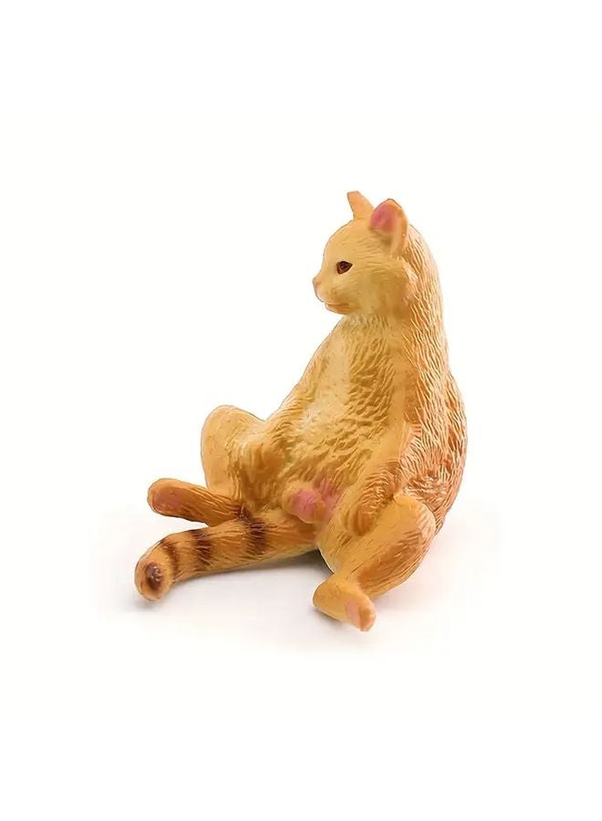Model 3366 Lazy Cat Orange Tabby British Shorthair Miniature Static Desktop Ornament - Image 1