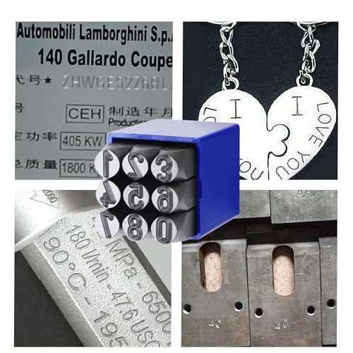 FOCMKEAS Number Stamp Set, 1/8"(3mm) Spring Steels Stamping Kit, 0-9 9PCS Metal Punch Press Tool for Metal Plastic Wood Leather & More - Image 5
