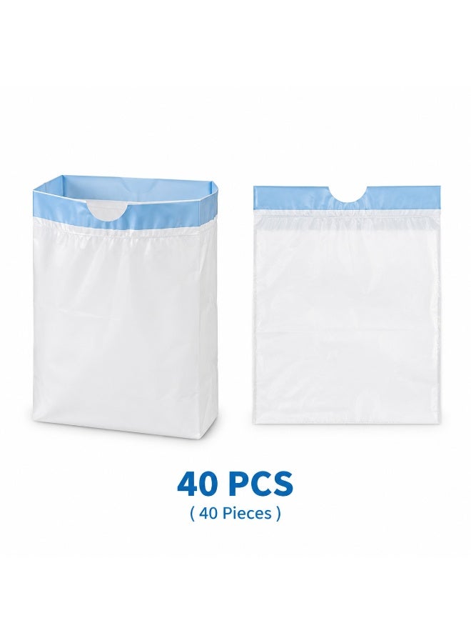 Kayan Home 40-Pack 2-in-1 Car Trash Bags with Self-Adhesive Mount & Self-Standing Base, Waterproof Leak-Proof Rubbish Bags for Car, Office, Home, Thick Tear-Resistant Dry Wet Garbage Bags with Quick-Close Drawstring - White & Blue - Image 1