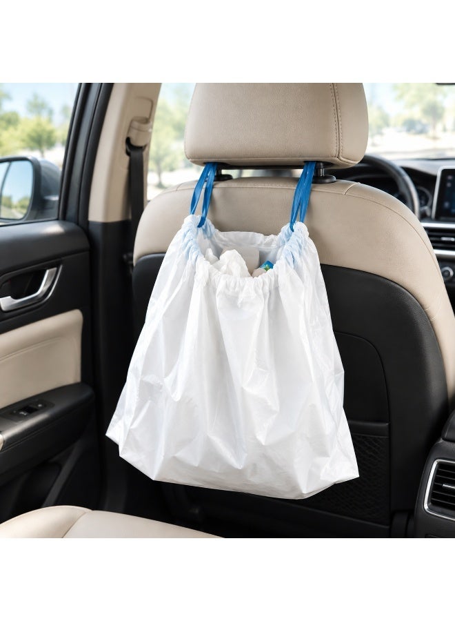 Kayan Home 40-Pack 2-in-1 Car Trash Bags with Self-Adhesive Mount & Self-Standing Base, Waterproof Leak-Proof Rubbish Bags for Car, Office, Home, Thick Tear-Resistant Dry Wet Garbage Bags with Quick-Close Drawstring - White & Blue - Image 5