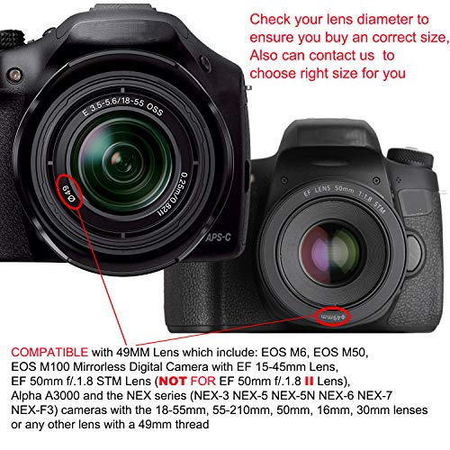 Veatree 49mm Lens Hood Set Lens Shade Compatible with Canon EF 50mm f/1.8 STM Lens Replaces Canon ES-68 Hood, Collapsible Rubber Lens Hood + Reversible Tulip Flower Lens Hood + Center Pinch Lens Cap - Image 4