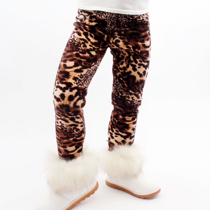 Super Soft Thickened Middle And Small Children Girls' Leggings Pencil Trousers Baby Casual Fleece-Lined Stickler Trousers - Image 1