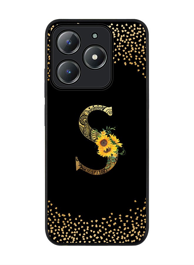 Stylizedd For Realme C63 / Realme C61 4G Case,Slim fit Camera Protection, Shockproof Thin Phone cover  - Custom Floral Monogram - S ( Black ) - Image 1
