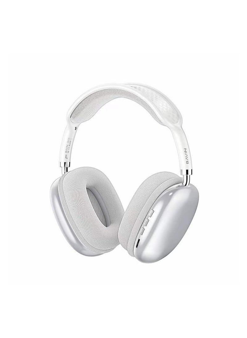 Bavin Bavin BH39 Wireless Bluetooth Headphones With Intelligent Noise Cancellation And Built-In High Quality Mic for Hands-Free Calls White  - Image 1
