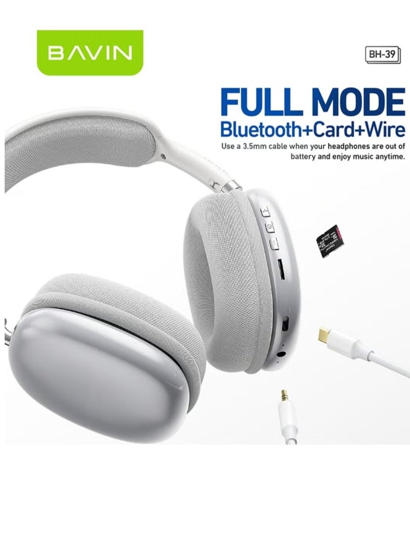 Bavin Bavin BH39 Wireless Bluetooth Headphones With Intelligent Noise Cancellation And Built-In High Quality Mic for Hands-Free Calls White  - Image 4