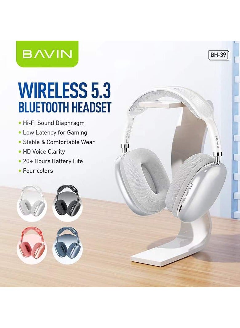 Bavin Bavin BH39 Wireless Bluetooth Headphones With Intelligent Noise Cancellation And Built-In High Quality Mic for Hands-Free Calls White  - Image 5