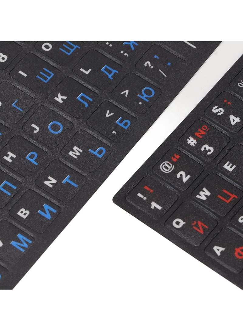 erorex 2Pcs Russian Keyboard Stickers, Russian English Keyboard Letters Replacement Sticker Cyrillic Keyboard Alphabet Stickers for Computer Laptop Notebook Desktop (1 Blue 1 Red) - Image 2