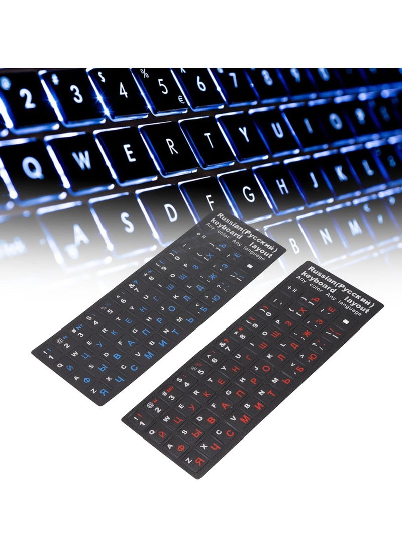 erorex 2Pcs Russian Keyboard Stickers, Russian English Keyboard Letters Replacement Sticker Cyrillic Keyboard Alphabet Stickers for Computer Laptop Notebook Desktop (1 Blue 1 Red) - Image 3