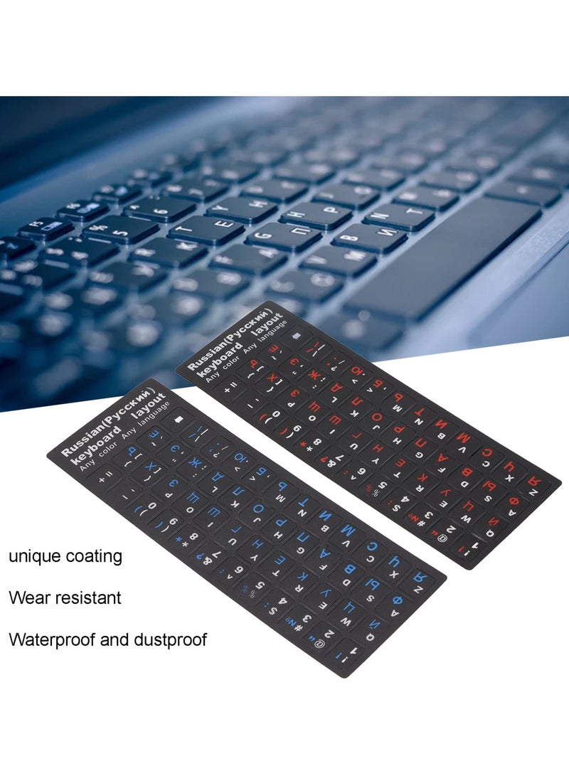 erorex 2Pcs Russian Keyboard Stickers, Russian English Keyboard Letters Replacement Sticker Cyrillic Keyboard Alphabet Stickers for Computer Laptop Notebook Desktop (1 Blue 1 Red) - Image 4