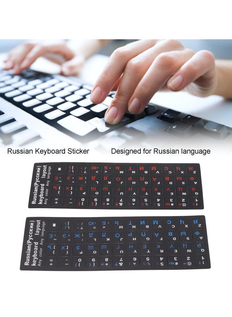 erorex 2Pcs Russian Keyboard Stickers, Russian English Keyboard Letters Replacement Sticker Cyrillic Keyboard Alphabet Stickers for Computer Laptop Notebook Desktop (1 Blue 1 Red) - Image 5