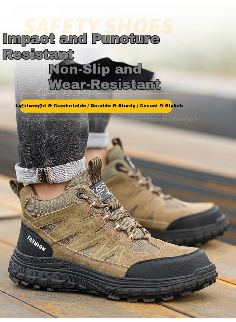 Men's steel-toe safety shoes, lightweight and comfortable, puncture-proof and slip-resistant, wear-resistant and durable, comfortable for long periods of standing, lightweight and breathable, work shoes that can also be worn as fashionable athletic shoes. - Image 4