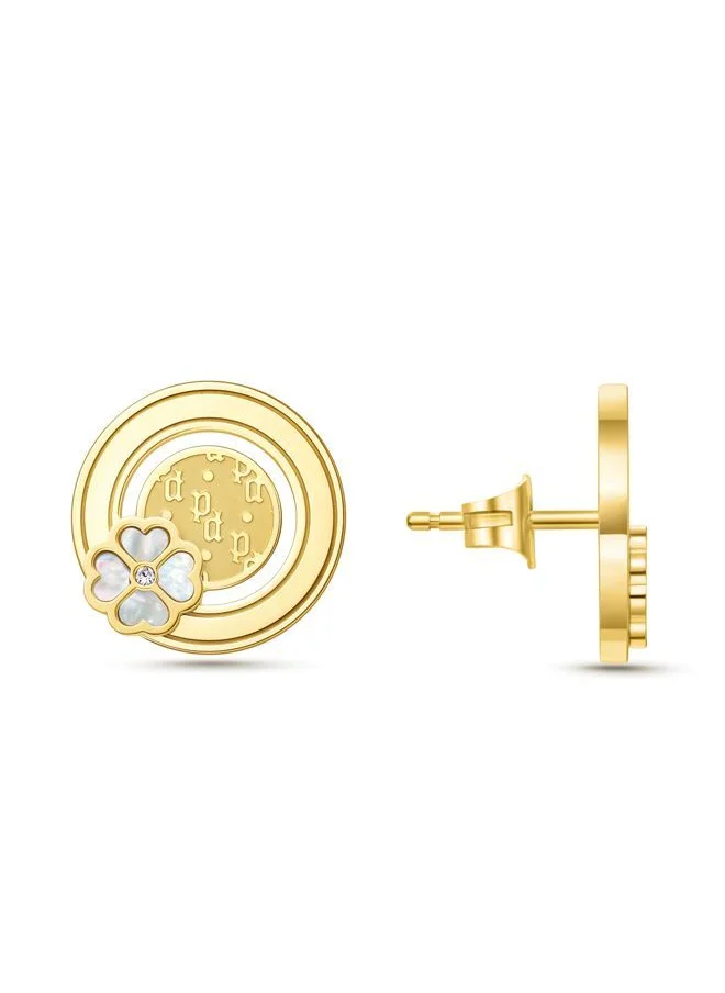 بوليس Quilt Earring for Women Gold Plating with Mother of Pearl