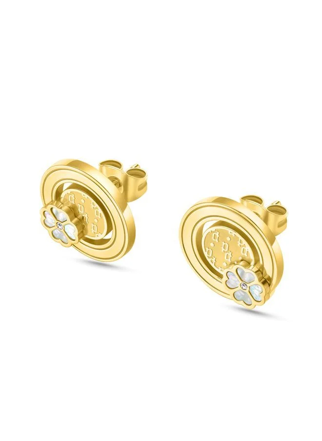 بوليس Quilt Earring for Women Gold Plating with Mother of Pearl