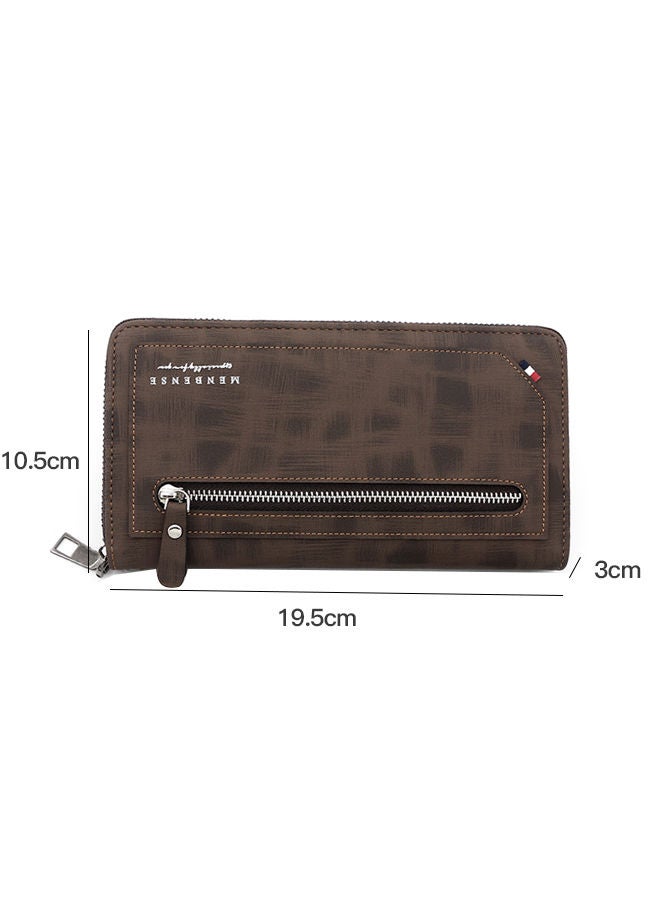 MenBense Business Large Capacity Men's Long Wallet Clutch Zipper Bag Card Holder with Strap for Commute - Image 2