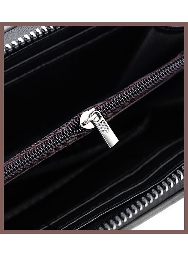 MenBense Business Large Capacity Men's Long Wallet Clutch Zipper Bag Card Holder with Strap for Commute - Image 4