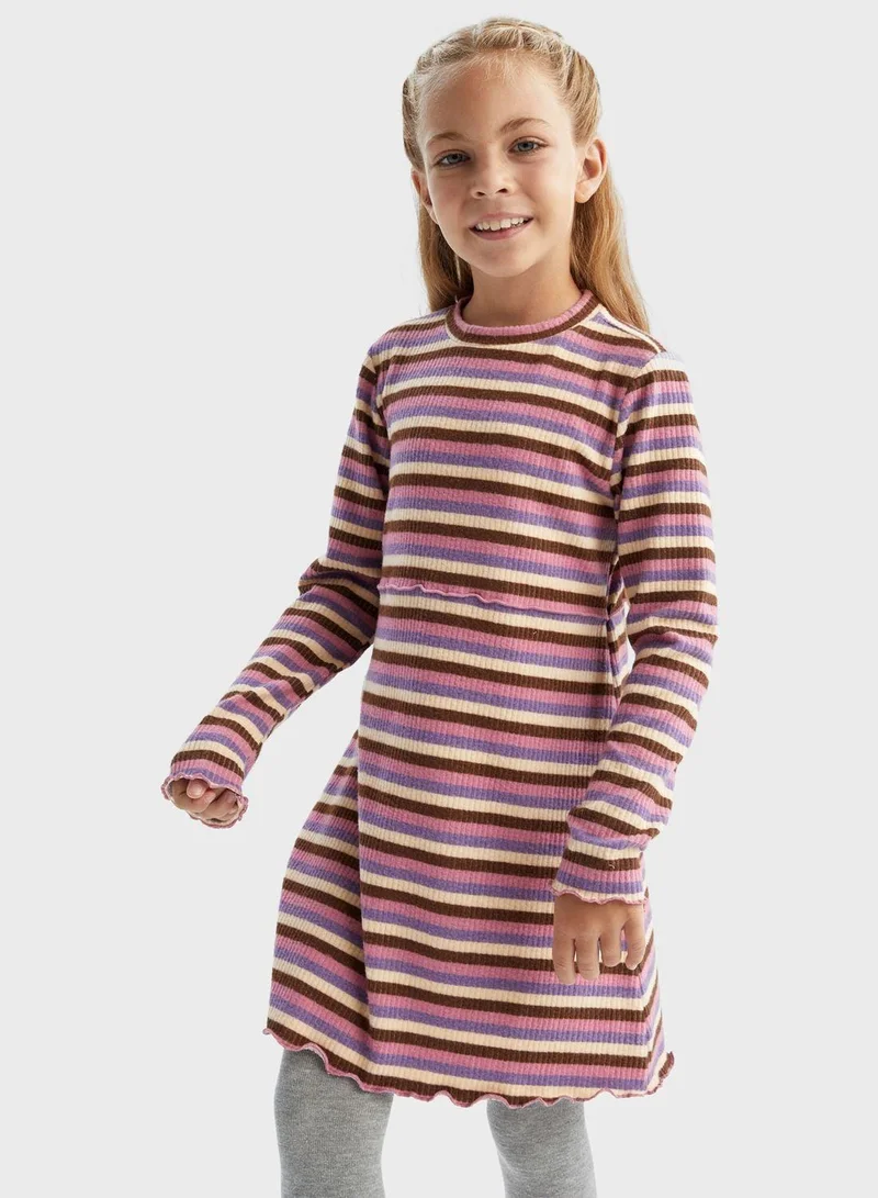 DeFacto Striped Ribbed Dress