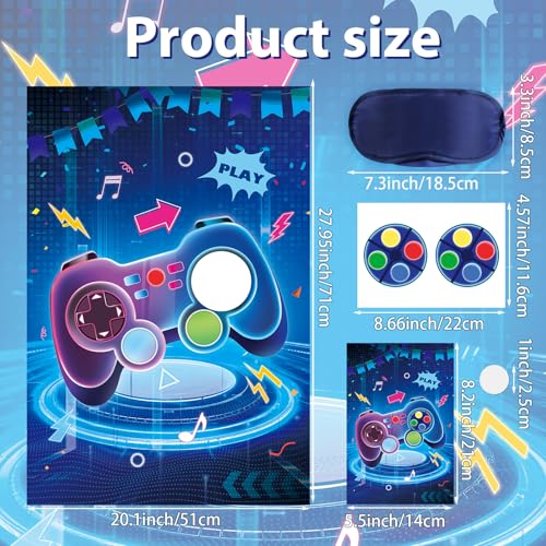 Hxezoc Pin The Button On The Video Party Game With 36 Pcs Video Game Button Stickers Large Video Game Poster for Kids Boys Game Theme Birthday Party Carnival Party Supplies - Image 5