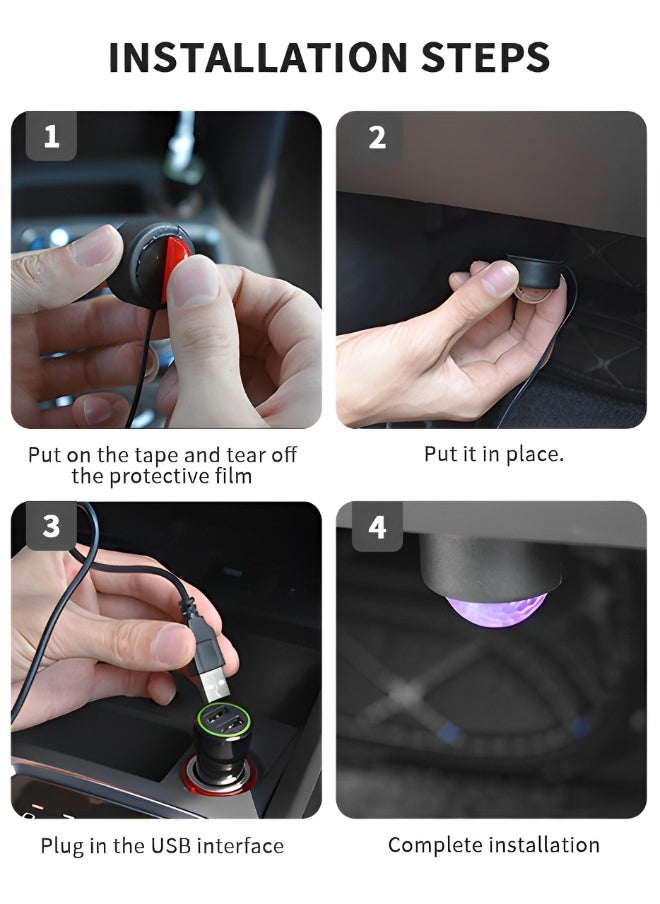 GROIC Car LED Lights, 4 PCS 7 Color LED RGBIC Car Strip Lights Car Interior Lights, 7 Color Gradient DIY USB Powered Under Dash Trim Lights for Car  - Image 4