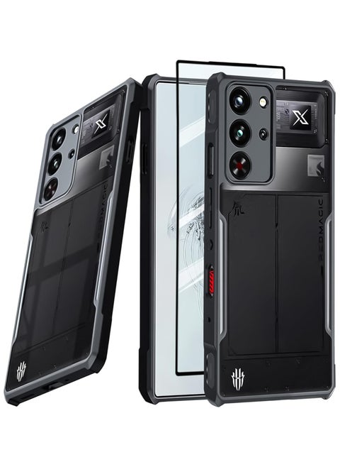 For ZTE Nubia Red Magic 10S Pro / 10S Pro+ / 10 Pro+ / 10 Pro Case and Tempered Glass Screen Protector Accessorise, TPU+PC Shockproof Bumper Mobile Phone Back Cover, Anti-fingerprint Protective Casing