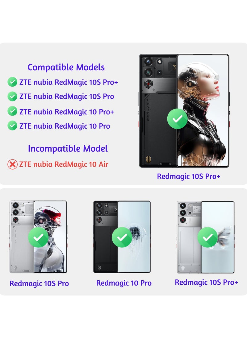 For ZTE Nubia Red Magic 10S Pro / 10S Pro+ / 10 Pro+ / 10 Pro Case and Tempered Glass Screen Protector Accessorise, TPU+PC Shockproof Bumper Mobile Phone Back Cover, Anti-fingerprint Protective Casing