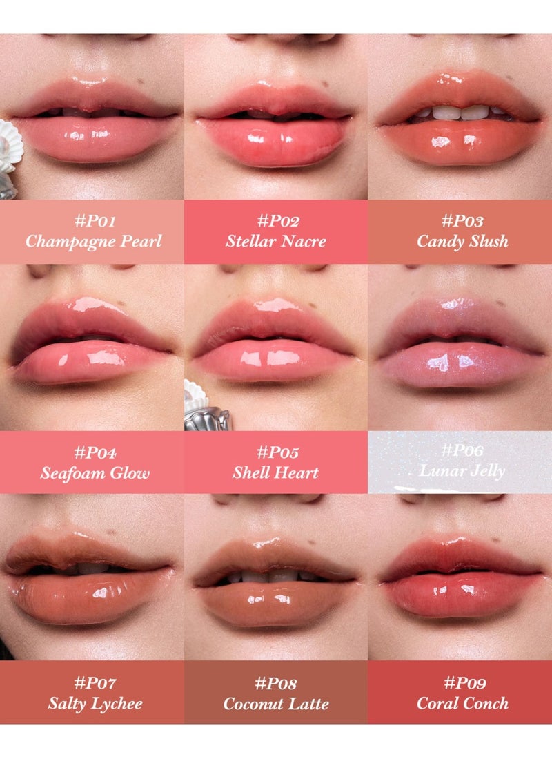 Flower Knows Shell's Jewel Nourishing Lip Glaze with Hydrating Essence and Glossy Shine  3-in-1 Lip Oil, Gloss & Treatment – P01 Champagne Pearl  - Image 3