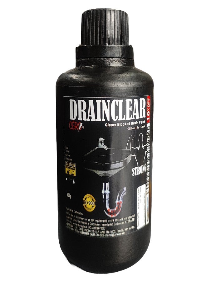 CERO ® DRAINCLEAR 1.45% WW (DRY POWDER) to Clear Clogged Drains, Sinks and Pipes (190 gm) Pack Of 3 - Image 1