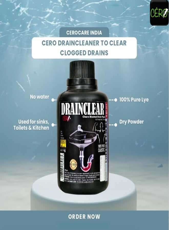 CERO ® DRAINCLEAR 1.45% WW (DRY POWDER) to Clear Clogged Drains, Sinks and Pipes (190 gm) Pack Of 3 - Image 2