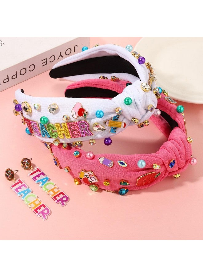 فالين عصابات رأس للمعلمات للنساء، عصابات رأس عريضة بعقدة مطبوعة بالقلم الرصاص، هدايا تقدير للمعلمين، هدايا إكسسوارات الشعر للعودة إلى المدرسة (النمط C) - Image 2