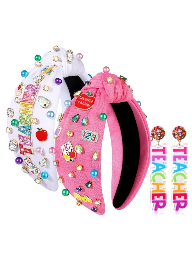 فالين عصابات رأس للمعلمات للنساء، عصابات رأس عريضة بعقدة مطبوعة بالقلم الرصاص، هدايا تقدير للمعلمين، هدايا إكسسوارات الشعر للعودة إلى المدرسة (النمط C) - Image 1