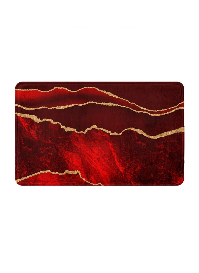 RIZARIES SuperSoft New Maroon Abstract Door Mat, Non-slip Washable, 50 x 80cm  - Image 1