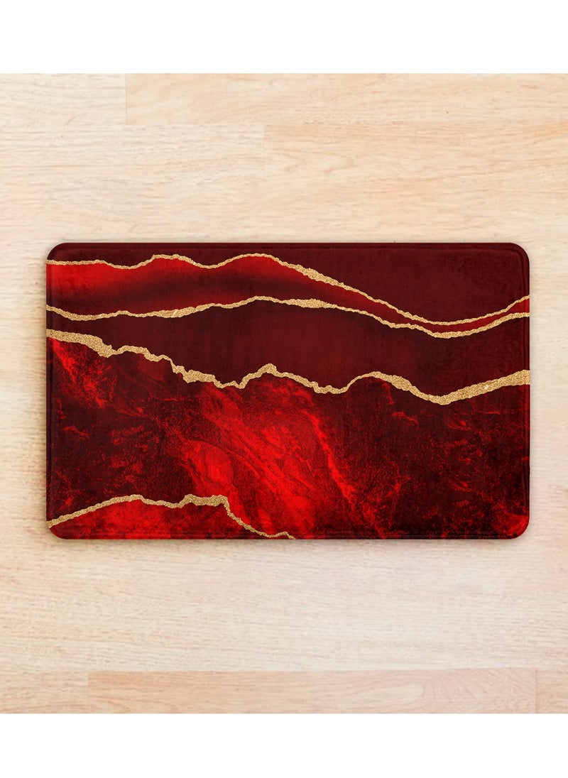 RIZARIES SuperSoft New Maroon Abstract Door Mat, Non-slip Washable, 50 x 80cm  - Image 2