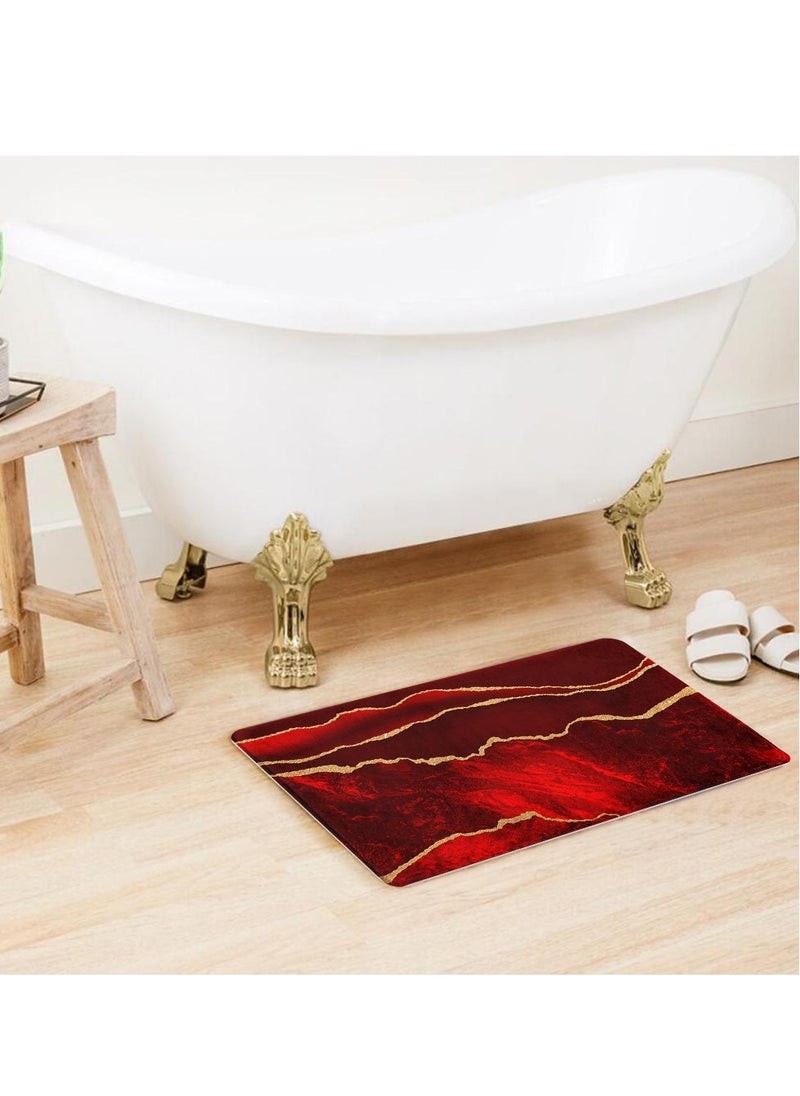 RIZARIES SuperSoft New Maroon Abstract Door Mat, Non-slip Washable, 50 x 80cm  - Image 3
