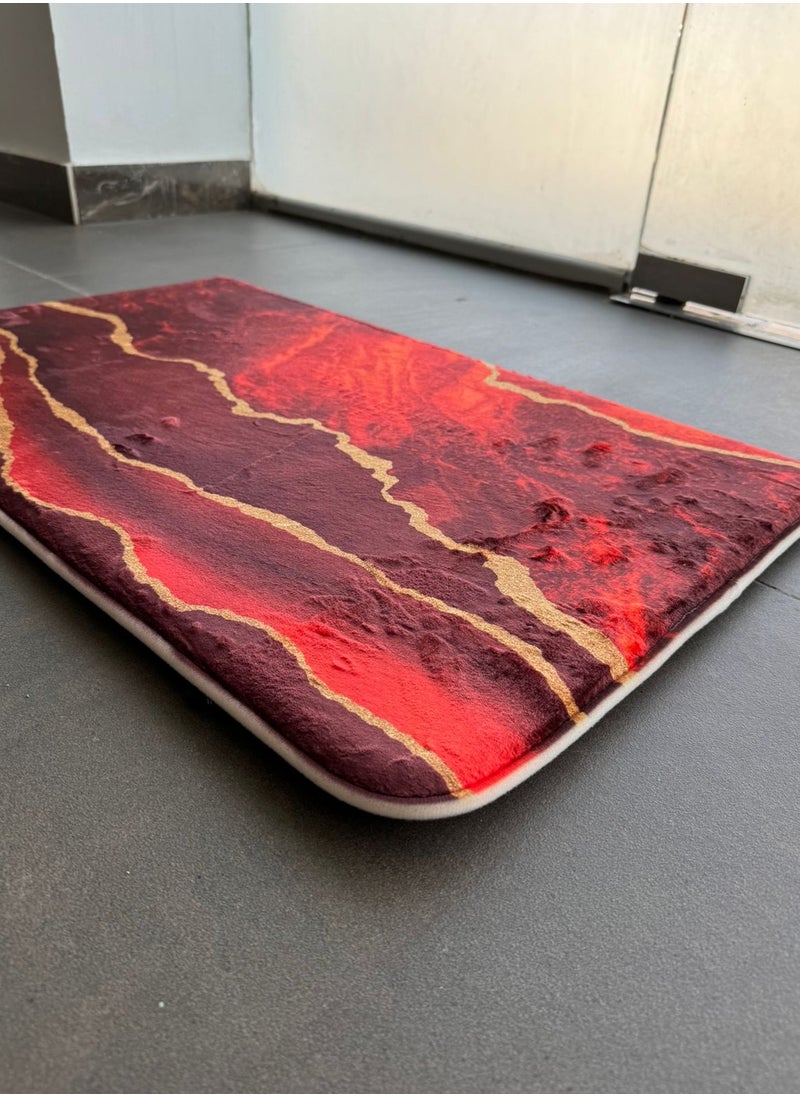 RIZARIES SuperSoft New Maroon Abstract Door Mat, Non-slip Washable, 50 x 80cm  - Image 4