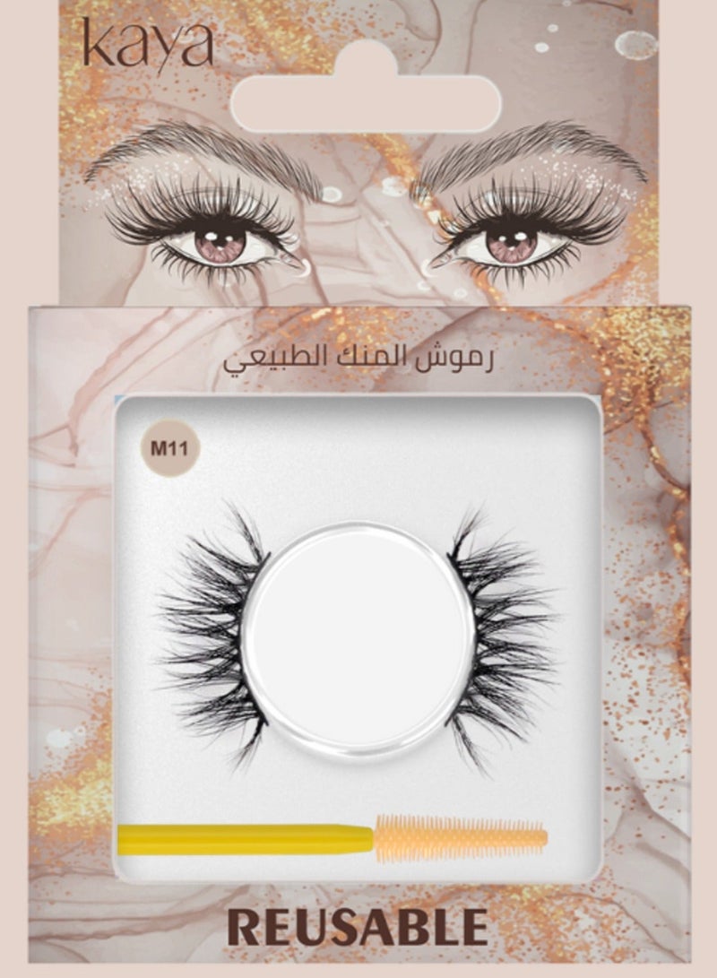 kaya Black Eyelash Glue with Natural Mink Three Dimensional Lashes Style No. 11 Set - Image 3