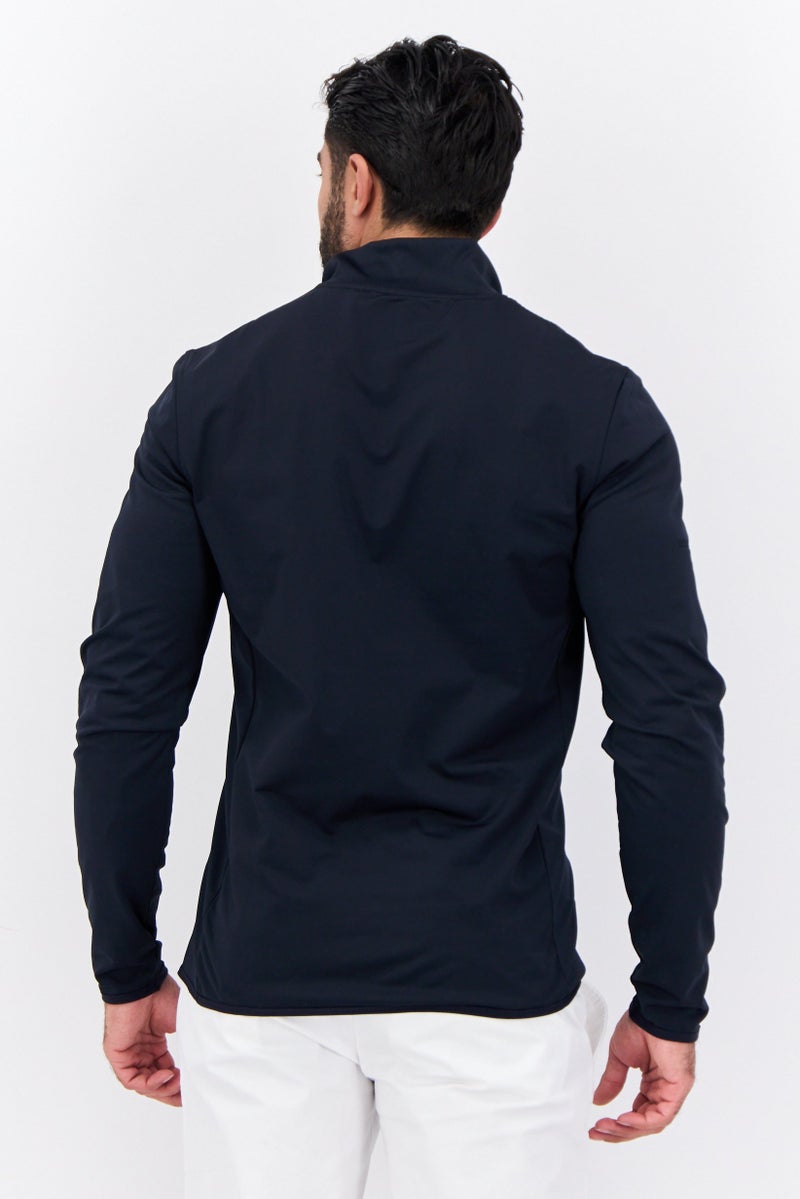 Lyle & Scott Men Mock Neck Long Sleeves Plain Sweatshirt, Navy Blue - Image 3