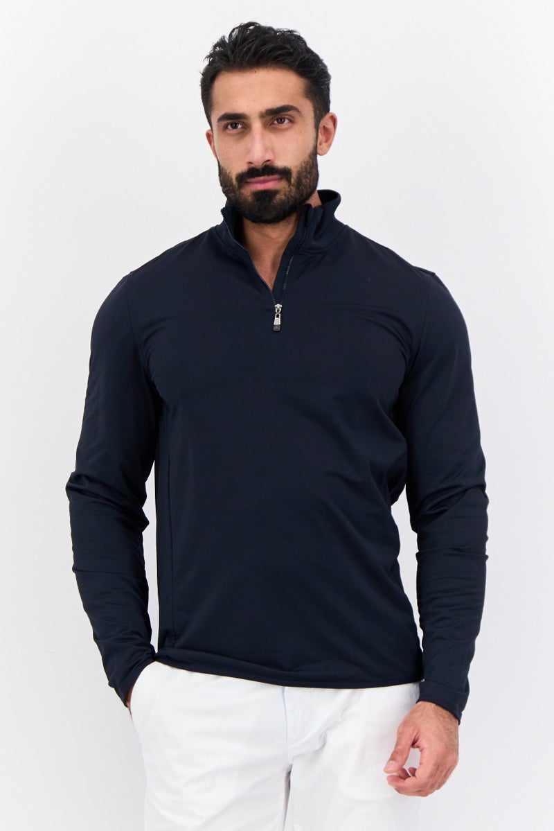 Lyle & Scott Men Mock Neck Long Sleeves Plain Sweatshirt, Navy Blue - Image 1