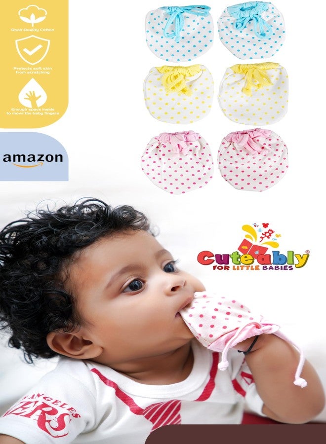 CUTEABLY Baby Anti Scratch Mittens - No Scratch Mittens for 0-12 Months Boys & Girls (Pack of 3) (WHITE) - Image 5
