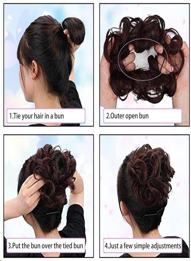 Artifice Messy Juda Bun Hair Piece Wavy Curly Extension Thick Updo Hairpieces for Women for Party Casual Wear Messy Bun Brown - Image 5