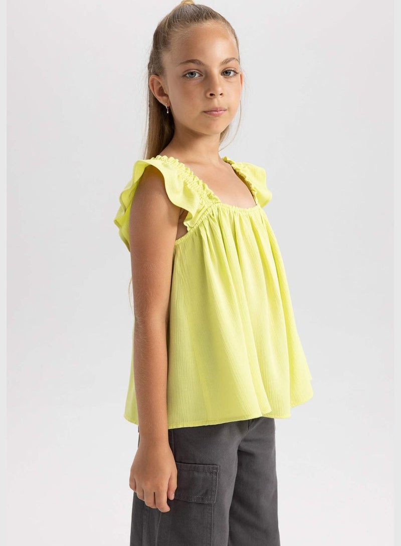 ديفاكتو بلوزة منسوجة بأكمام قصيرة وقصة عادية للبنات - Image 3