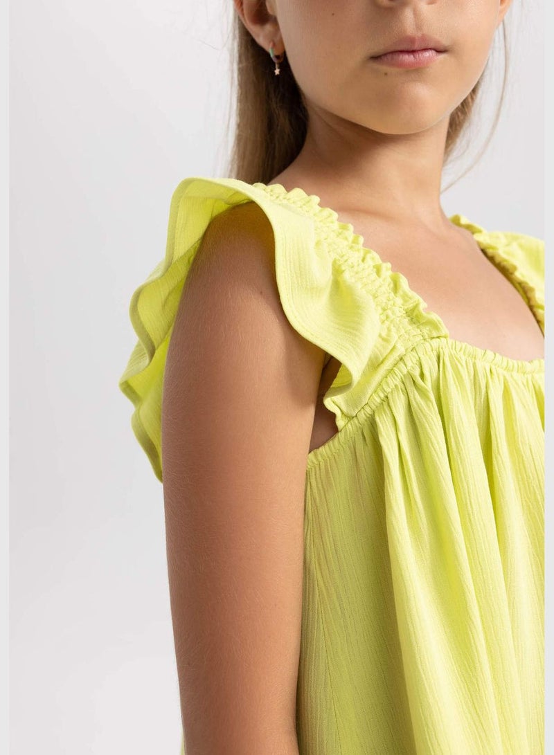 ديفاكتو بلوزة منسوجة بأكمام قصيرة وقصة عادية للبنات - Image 4