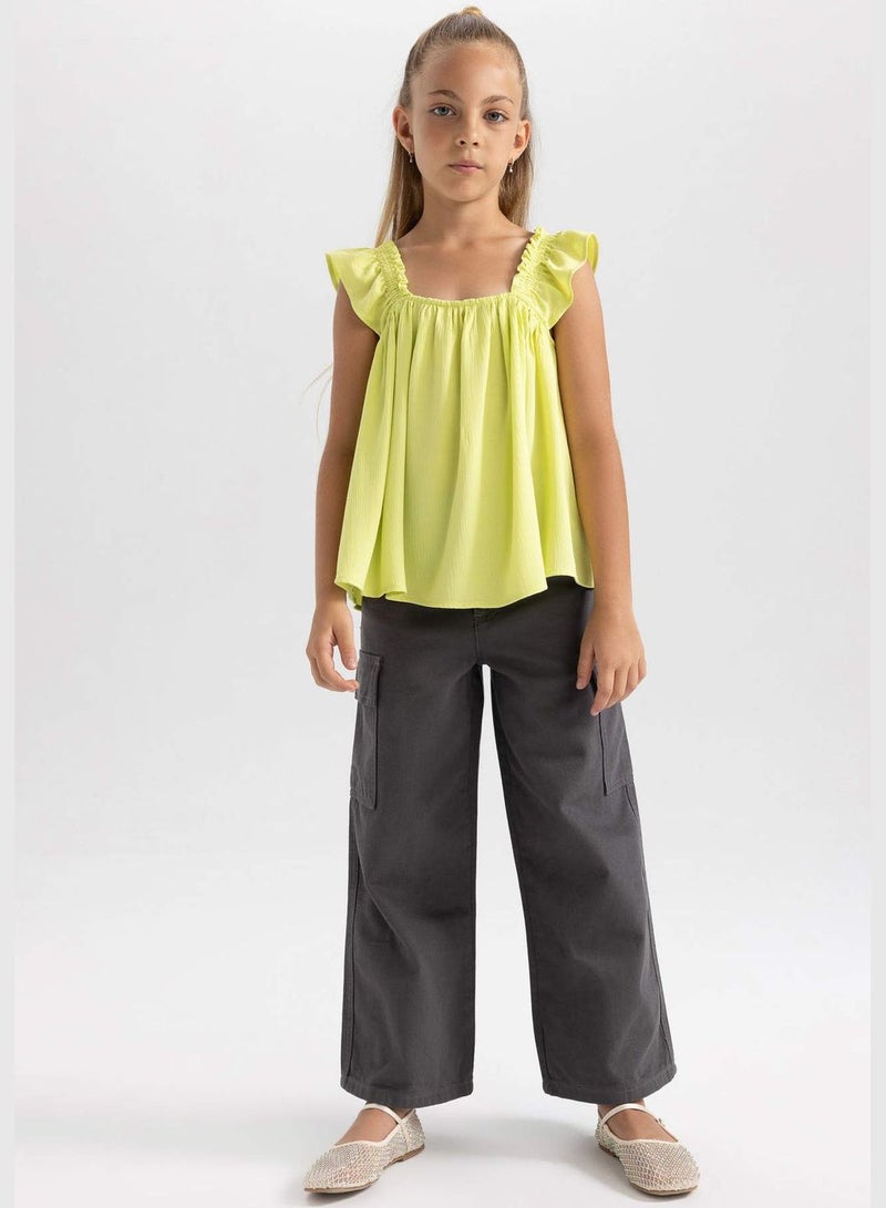 ديفاكتو بلوزة منسوجة بأكمام قصيرة وقصة عادية للبنات - Image 2