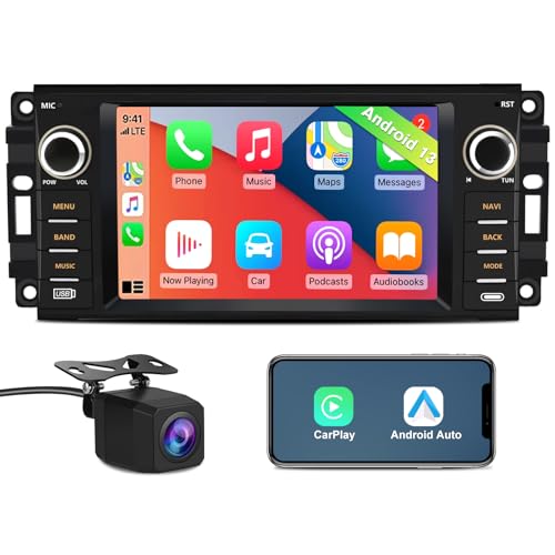 AWESAFE Android Car Radio for Jeep Wrangler JK 2007-2018, Dodge Ram 1500 2500 3500, Jeep Compass Patriot 2009-2016, Touch Screen Jeep Jk Radio with Carplay Android Auto AM FM - Image 1