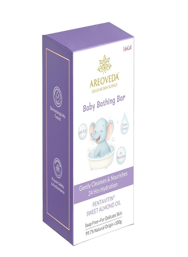 AreoVeda Baby Bathing Bar (100 gm) | 24Hrs Hydration | Fights Germs | Lab Tested, EWG Verified, Cellularly Proven - Image 1