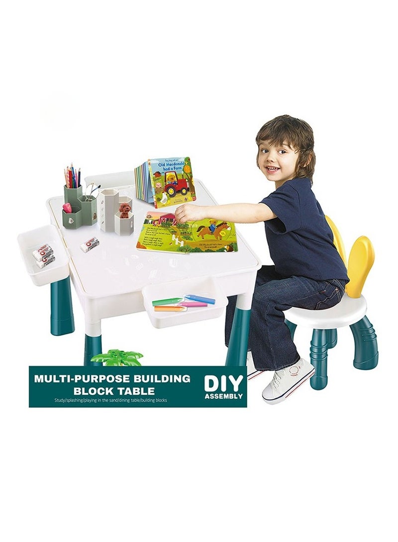 Building Blocks for Kids Table and Chair Multi Activity Table with 1 Chair and 247 Pieces Large Blocks Creative Bricks Toys Compatible for Boys and Girls  - Image 3