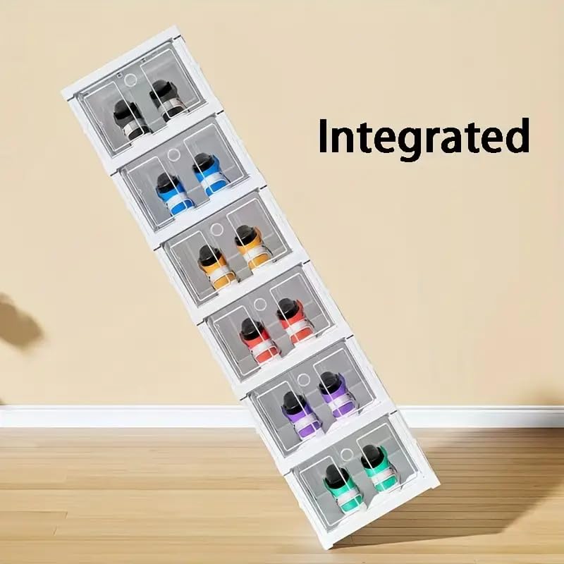SQUICKLE Foldable Shoe Organizer Stackable Shoe Box Shoes Storage Box With Clear Door MultiLayer Shoes Rack For Closet Heels Boots Slippers With Lids 4 Layer - Image 3