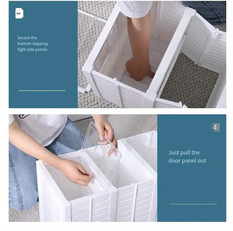 SQUICKLE Foldable Shoe Organizer Stackable Shoe Box Shoes Storage Box With Clear Door MultiLayer Shoes Rack For Closet Heels Boots Slippers With Lids 4 Layer - Image 5