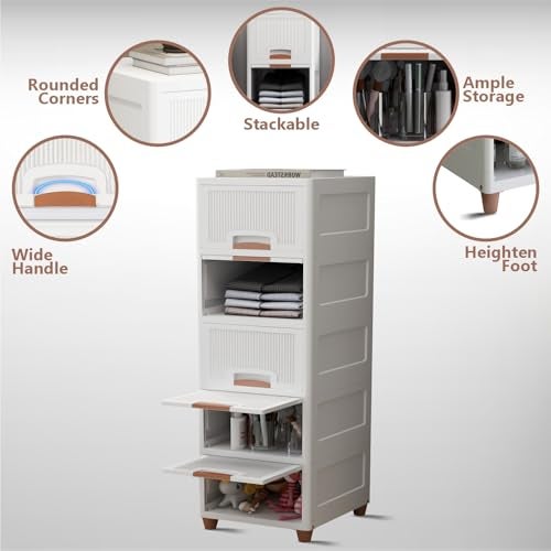 HOMIFLY 5 Tier Organizer for Clothes/Modular Kitchen Storage Rack/Modular Wardrobe for Cloth/Space Saving Closet for Bedroom-Living Room/Stackable Cabinet/Almirah for Home(White) - Image 2