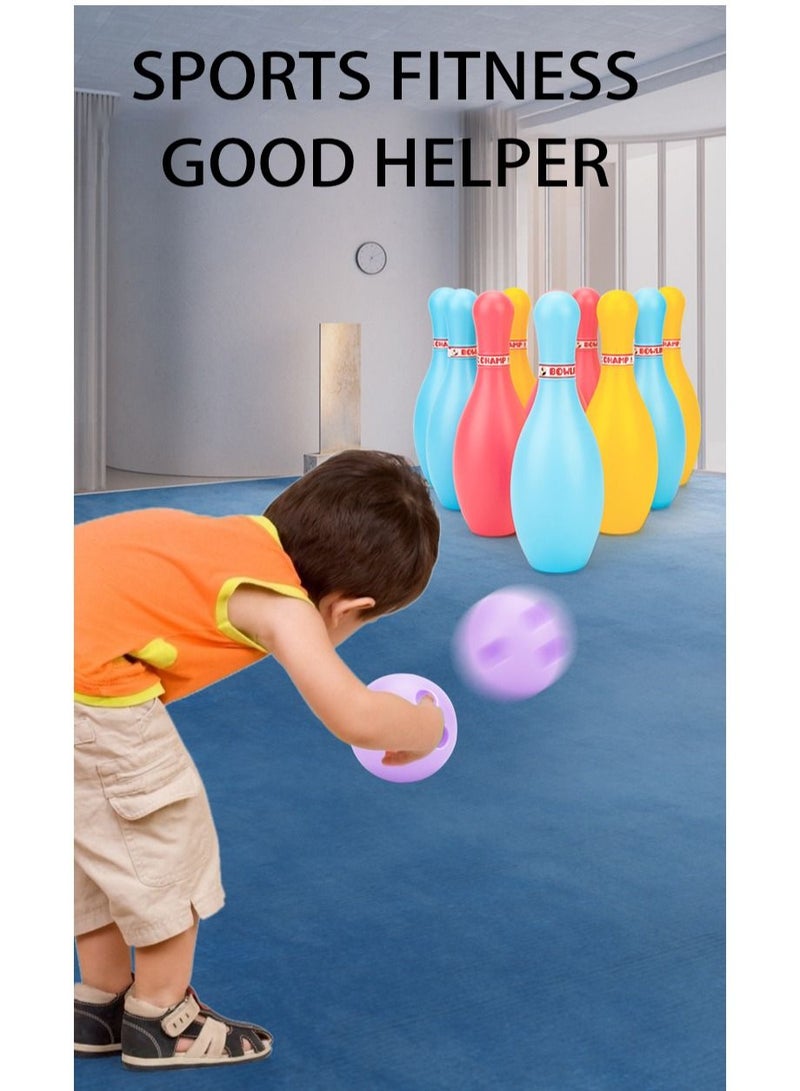 HEXABEX مجموعة بولينج للأطفال مكونة من 10 دبابيس بولينج و2 كرة، مجموعة ألعاب بولينج صلبة للأطفال من مادة البولي يوريثان، لوازم البولينج، لعبة بولينج رياضية تفاعلية بين الوالدين والطفل، رياضات داخلية 14.5 سم - Image 4